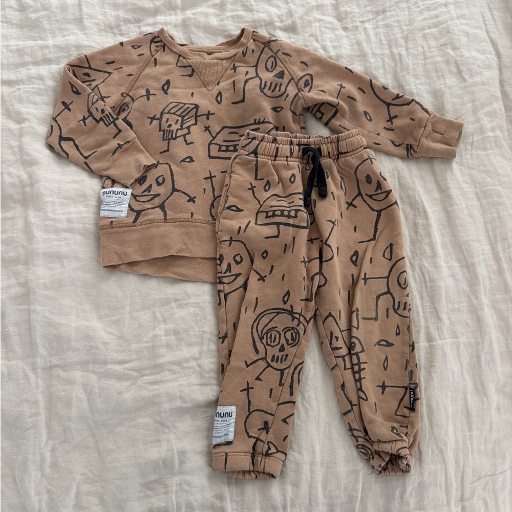 nununu Sweatshirt Sweatpants Set Size 2-3 Years Old - Picture 1 of 7